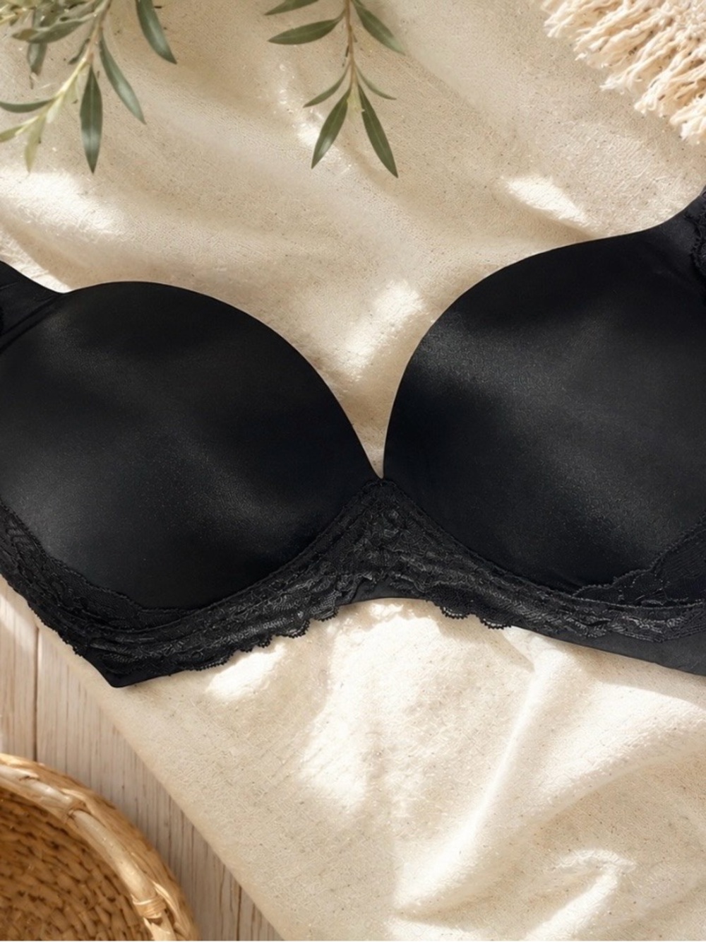 A Pea in the Pod Black Smooth Lace-Trim Nursing Bra